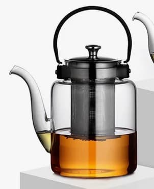 Чайник из боросиликатного стекла с ситечком и ручкой из нержавеющей стали, 800мл, Teapot