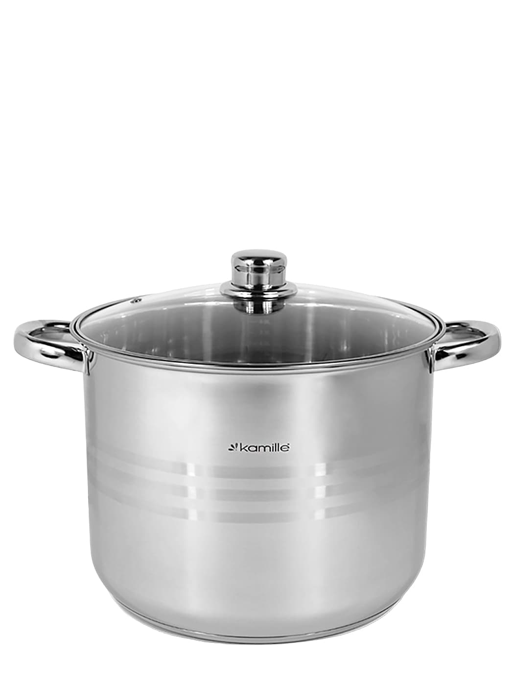 Кастрюля 10,5 л. из нержавеющей стали Kamille KM 5404 со стеклянной крышкой