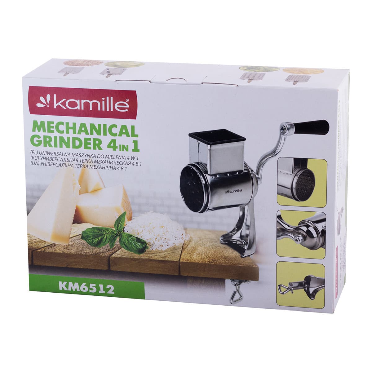 Тёрка универсальная механическая 4 в 1 Kamille KM-6512 из нержавеющей стали