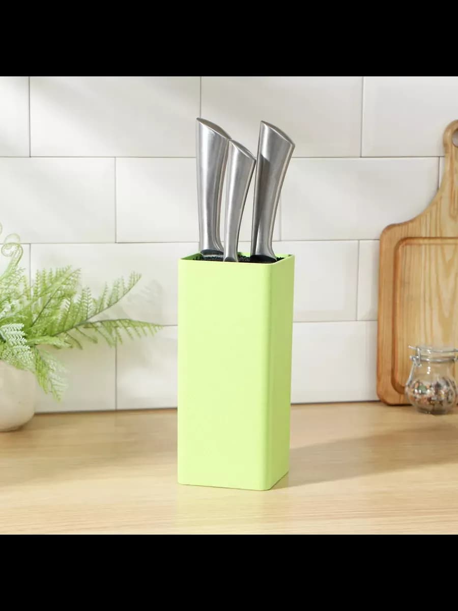 Подставка для ножей с наполнителем "Квадрат" Universal Knife Holder, размер 18см, пластик