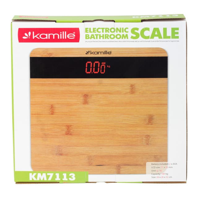 Весы напольные электронные Kamille KM-7113 платформа из бамбука