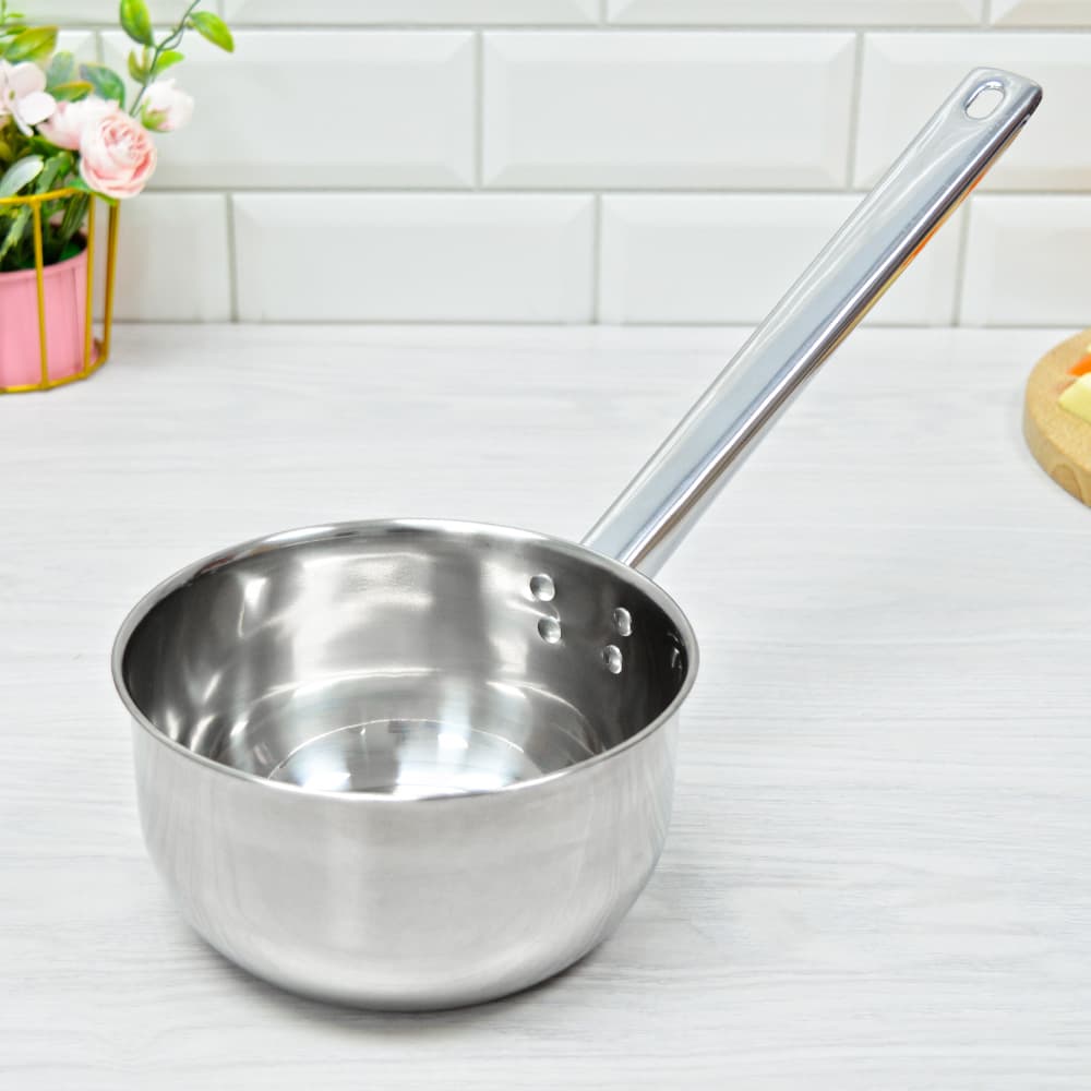Ковш кухонный, с длинной ручкой, из нержавеющей стали, 2,4 л, 45х18х10,5 см, нержавеющая сталь, цвет хромированный
