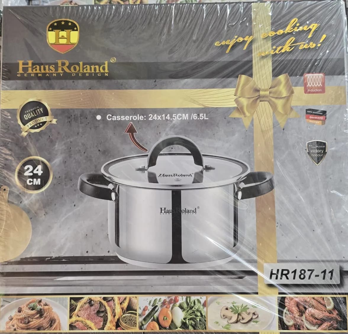 Кастрюля 24x14.5cm/6.5L из нержавеющей стали с крышкой."HousRoland.HR187-11"