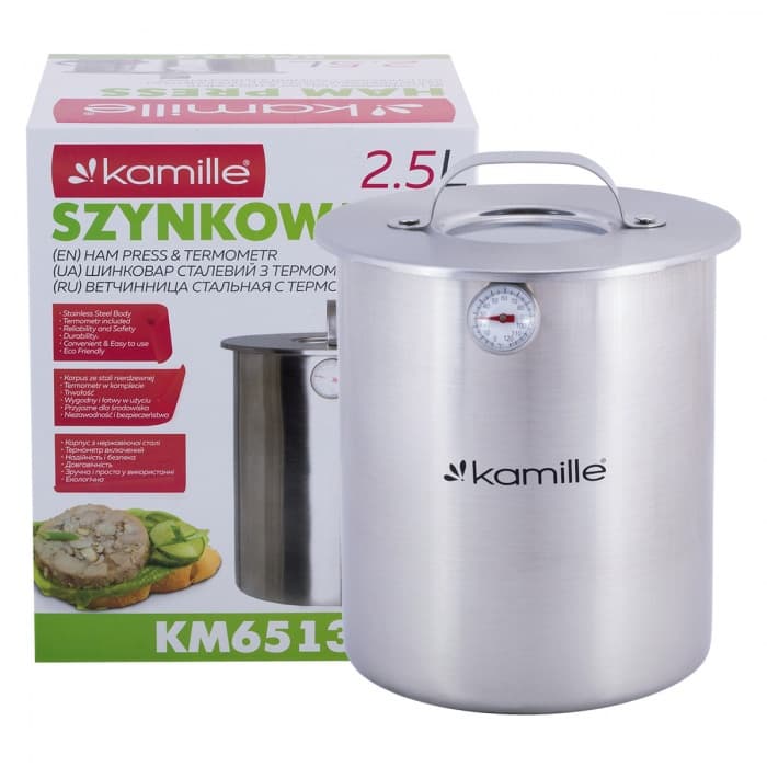 Ветчинница из нержавеющей стали с термометром 2,5 л. Kamille KM-6513