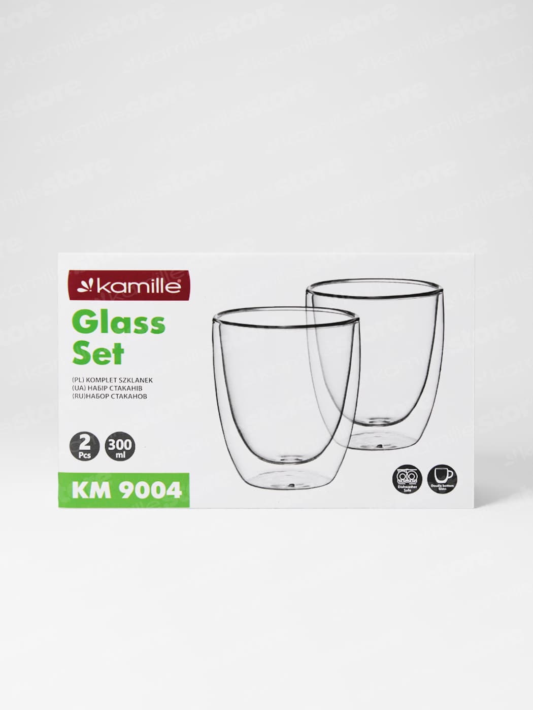 Набор стеклянных стаканов 2 шт. 300 мл. Kamille KM 9004 с двойными стенками