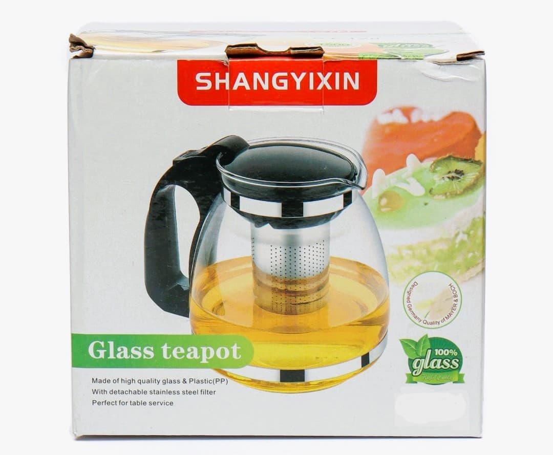 Чайник заварочный стеклянный с ситечком 900мл. Shangyixin