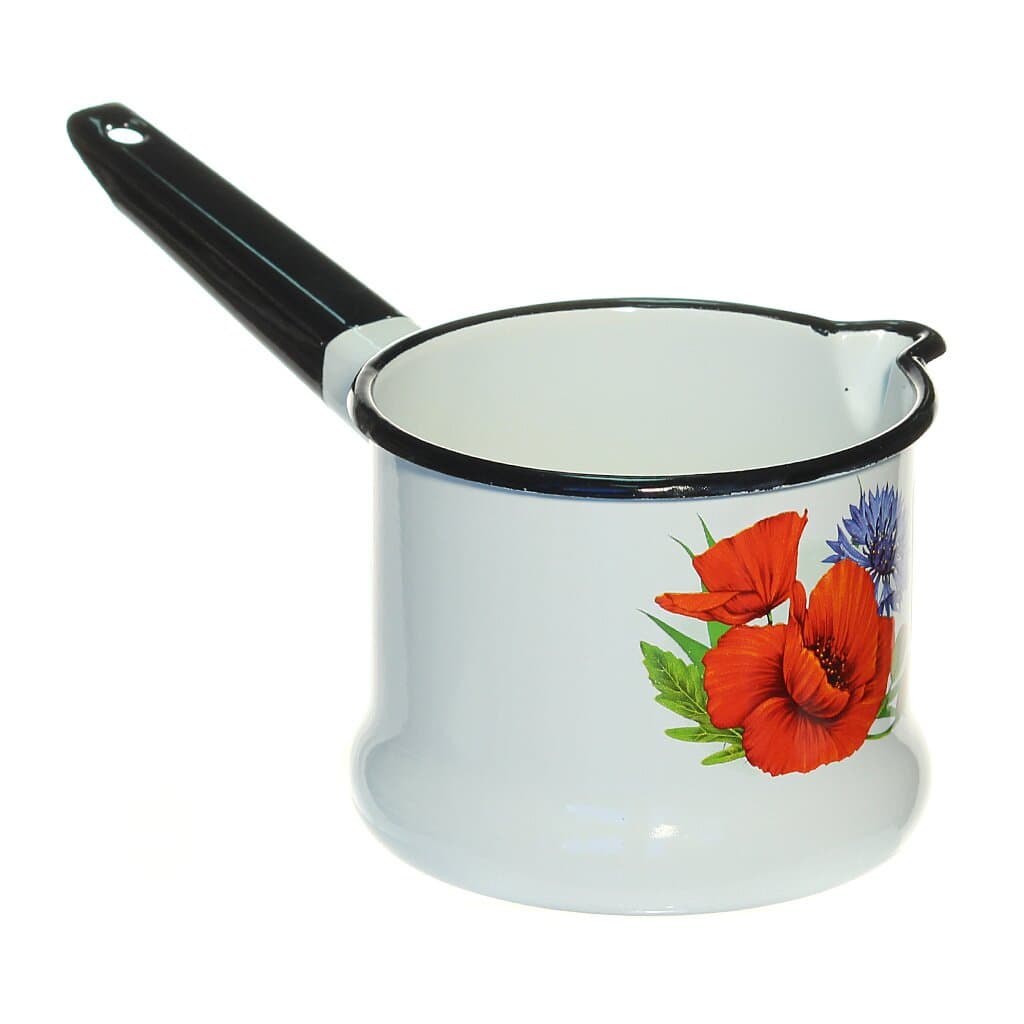 Ковш эмал 1,0л. без/крыш с рис. 90104-072/4