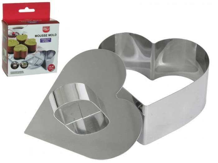 Форма для выкладки салатов с прессом "Сердце" 9*10*4 см, MOUSSE MOLD