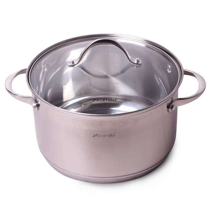 Кастрюля 4,7 л. из нержавеющей стали с крышкой Kamille KM-4722S (d22х13.5 см) с 7-слойным дном