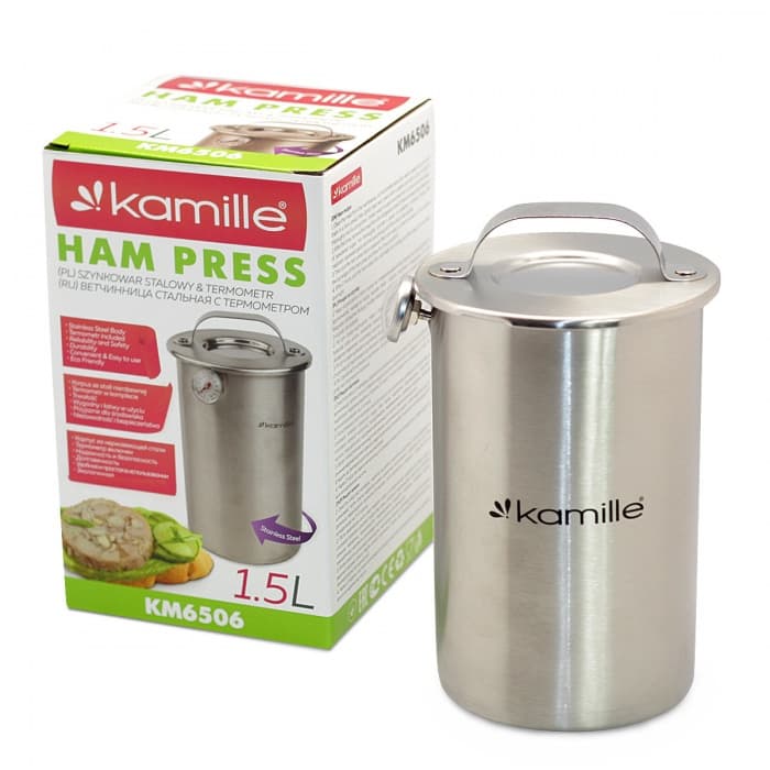 Ветчинница из нержавеющей стали с термометром 1.5 л. Kamille КМ 6506