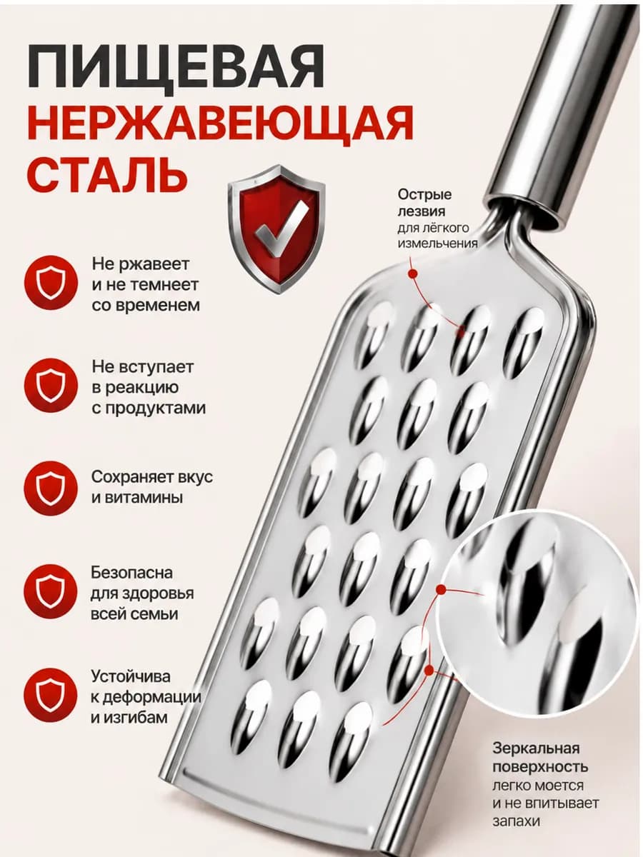 Терка односторонняя из нержавеющей стали (Крупный) KITCHEN TOOLS
