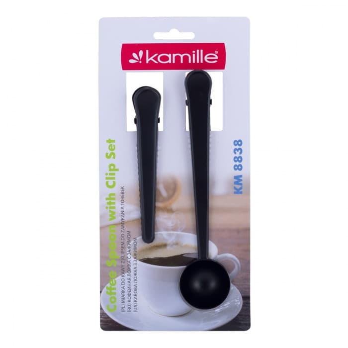 Ложка мерная для кофе с зажимом + зажим 2 пр.(черный) Kamille KM8838