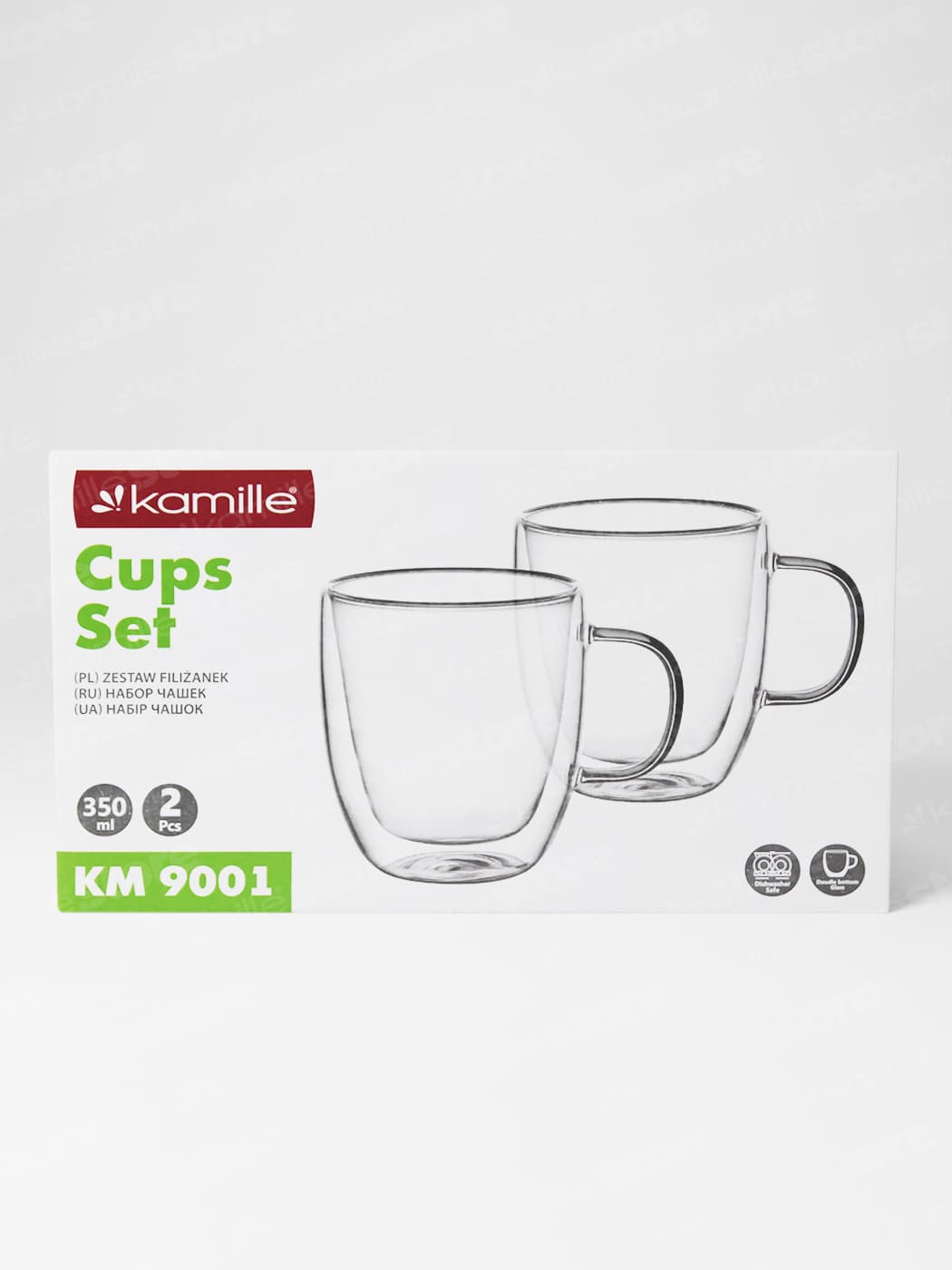 Набор стеклянных чашек 2 шт. 350 мл. Kamille KM 9001 с двойными стенками