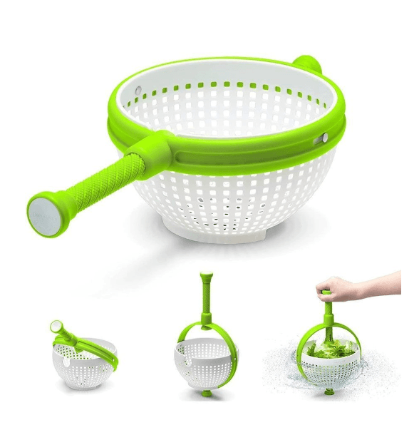 Дуршлаг пластиковый со складной ручкой 2в1."Rotating water filtering basket"