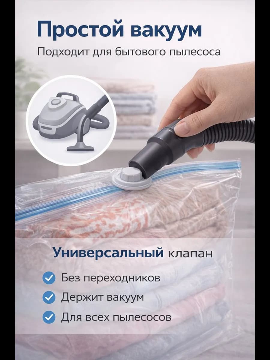 Вакуумный мешок для одежды 80х120см
