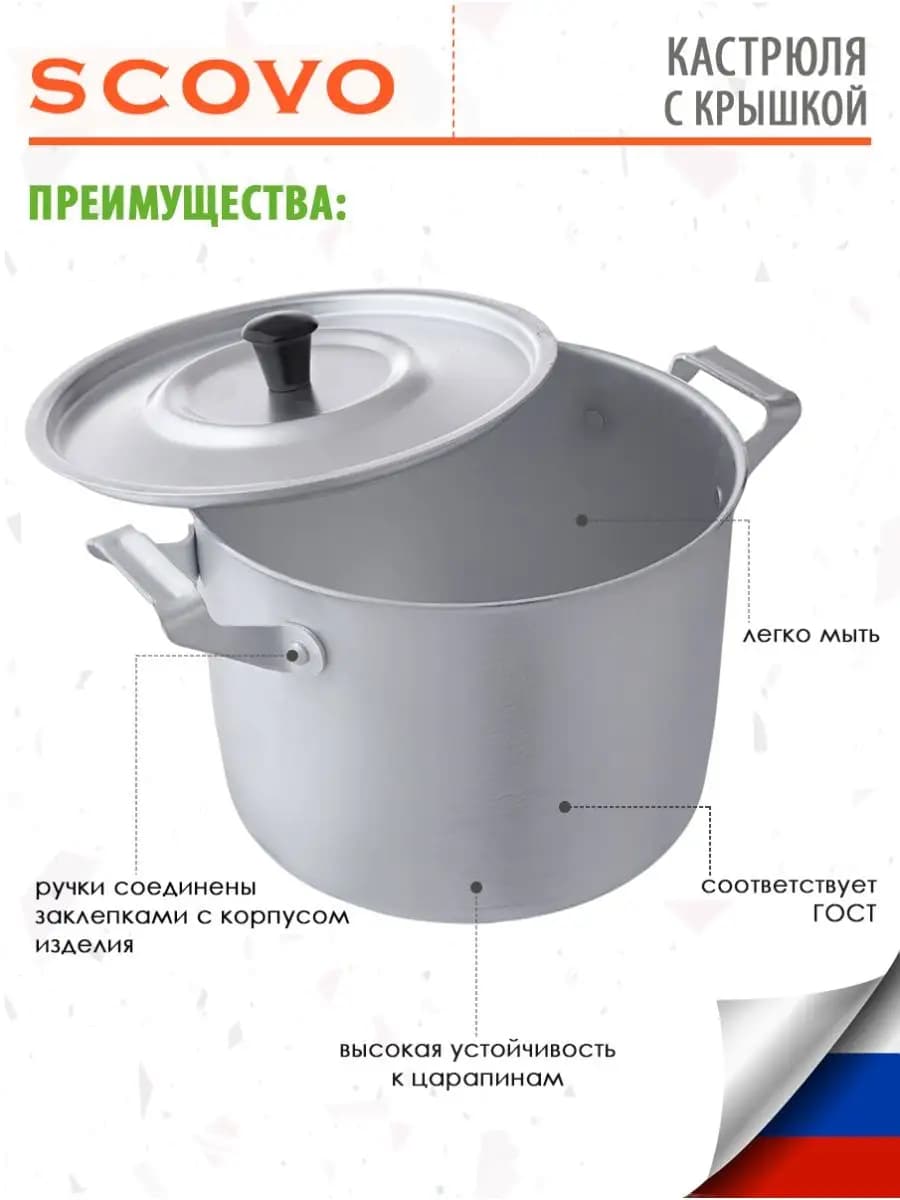 Кастрюля алюм 2,5л полиров ТМ Scovo.МТ004