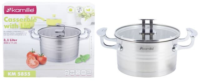 Кастрюля 3,1 л из нержавеющей стали с крышкой Kamille KM-5855 (Ø20х11 см)