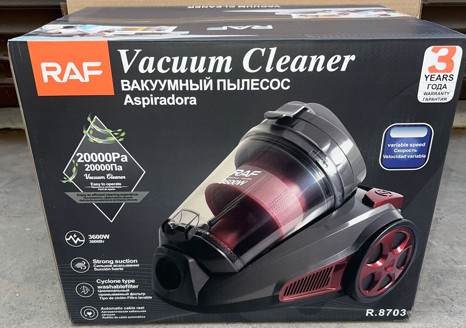 Пылесос вакуумный Aspiradora "Vacuum Cleaner" 20000Pa R.8703, RAF