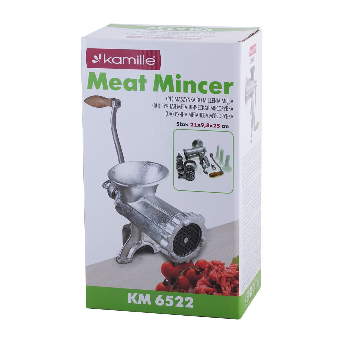 Мясорубка механическая чугунная Kamille KM-6522 с насадками
