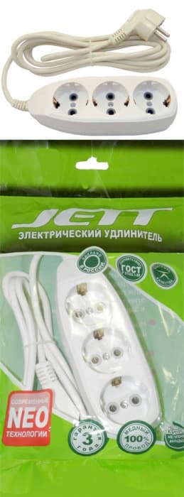Электрический удлинитель ДЖЕТТ РС-3 с заземлением ( ПВС ) 7 м155-637