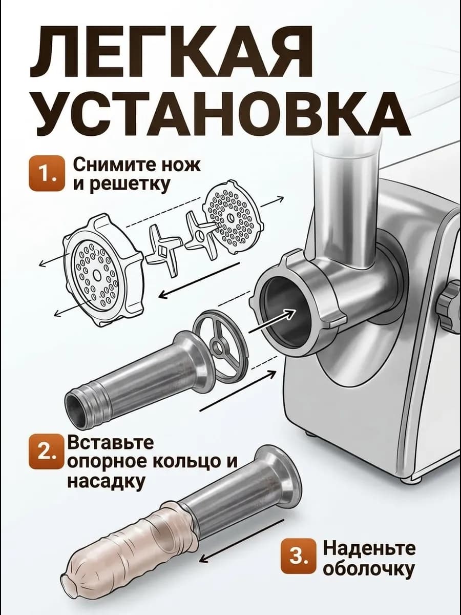 Насадка для приготовления колбасы на мясорубку