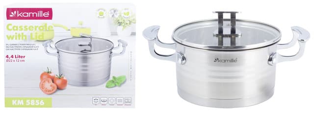 Кастрюля 4,4 л из нержавеющей стали с крышкой Kamille KM-5856 (Ø22х12 см)
