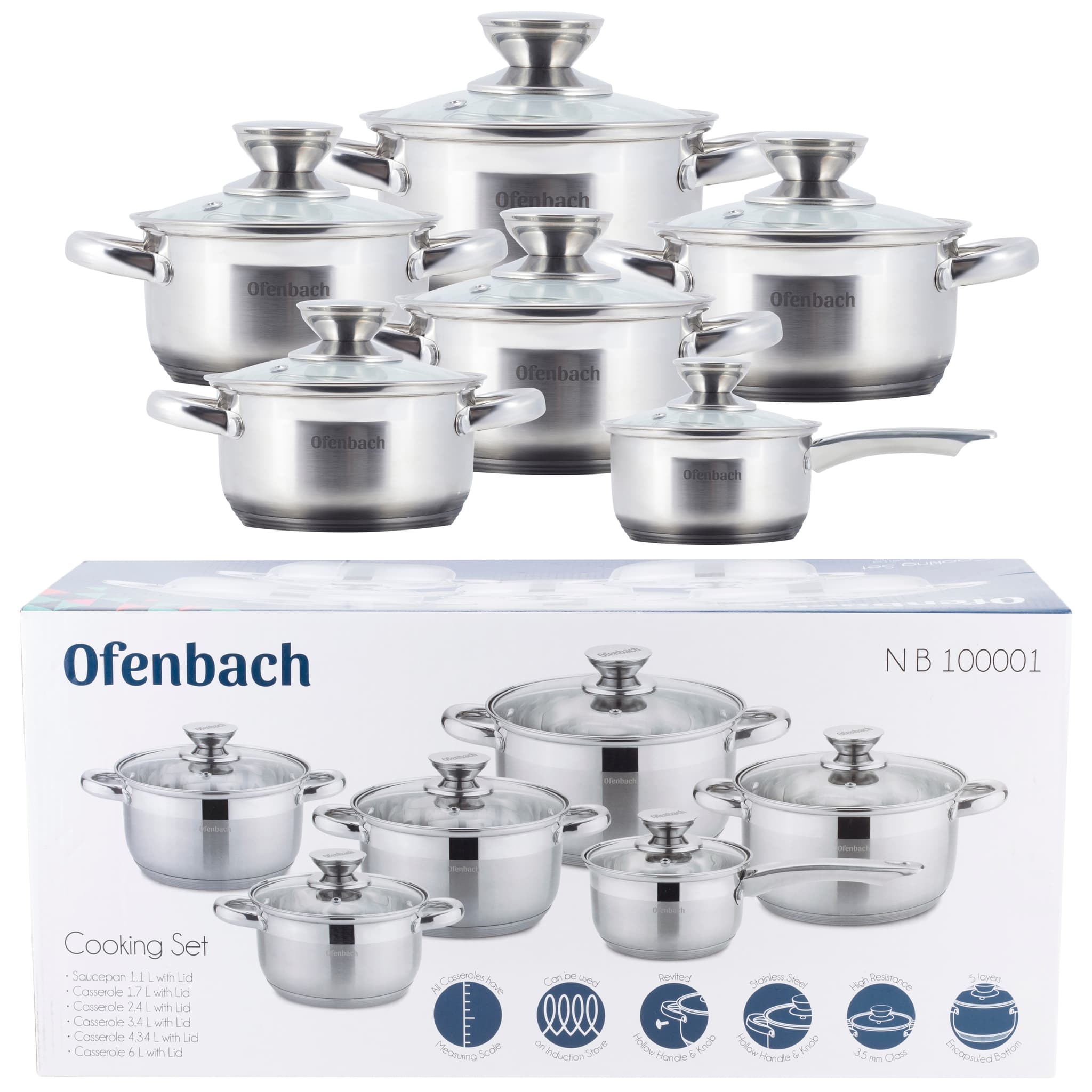 Набор посуды 12 пр. из нержавеющей стали Ofenbach NB 100001