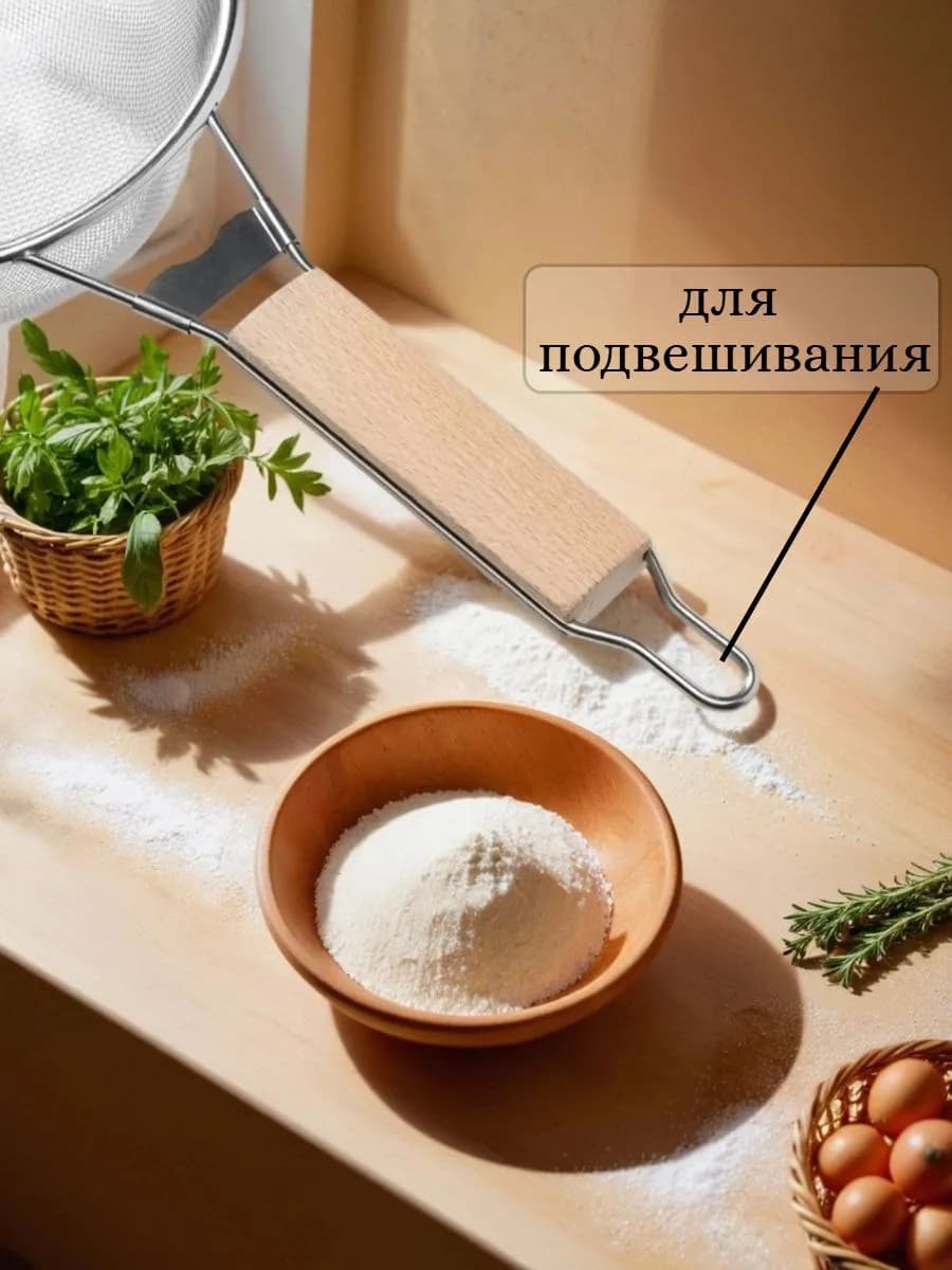Сито с деревянной ручкой среднее d=21см