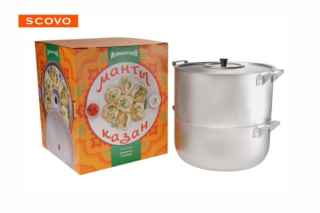 Манты-казан алюм 6,0л 4 диска ТМ Scovo.МТ040