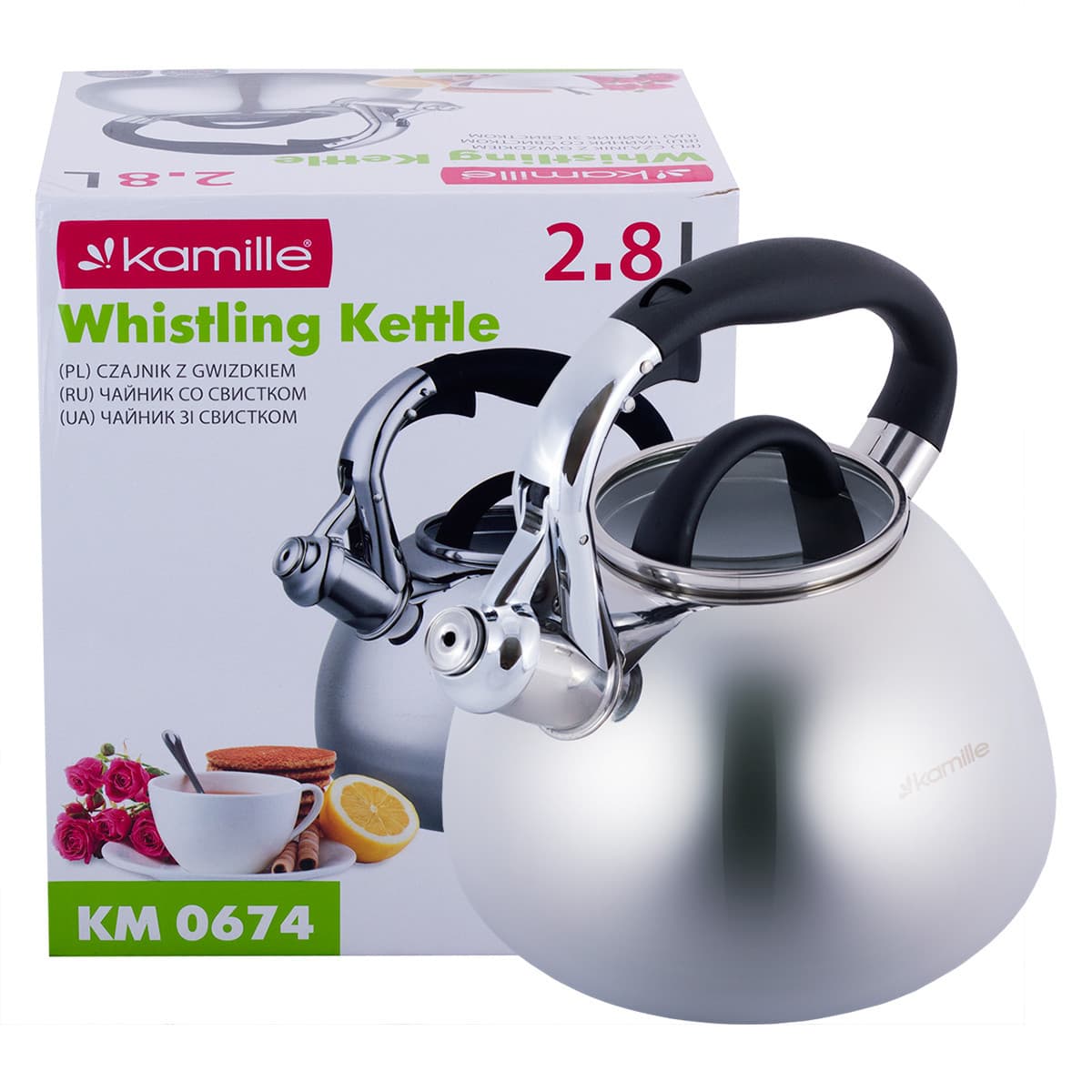 Чайник 2,8 л. из нержавеющей стали со свистком Kamille KM-0674