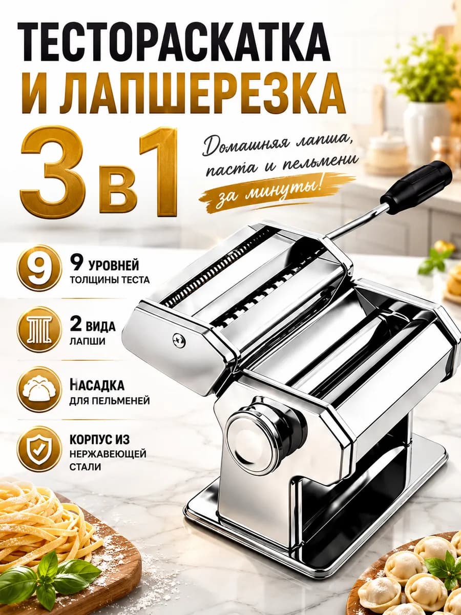 Лапшерезка + Тесторасткатка, нержавеющая сталь