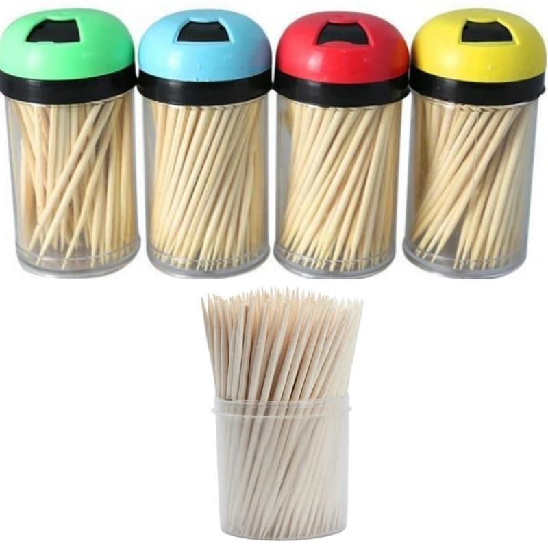 Зубочистки деревянные, в пластиковой баночке "TOOTHPICK" 12уп