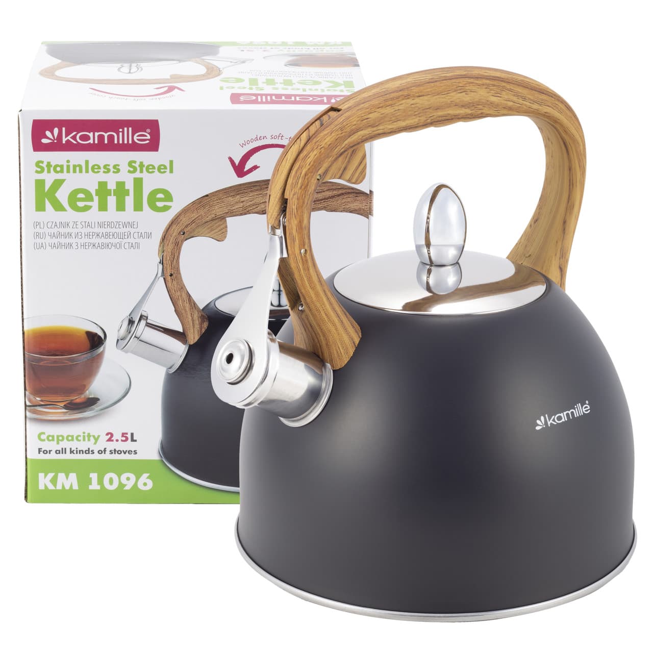Чайник 2,5 л из нержавеющей стали со свистком Kamille KM-1096