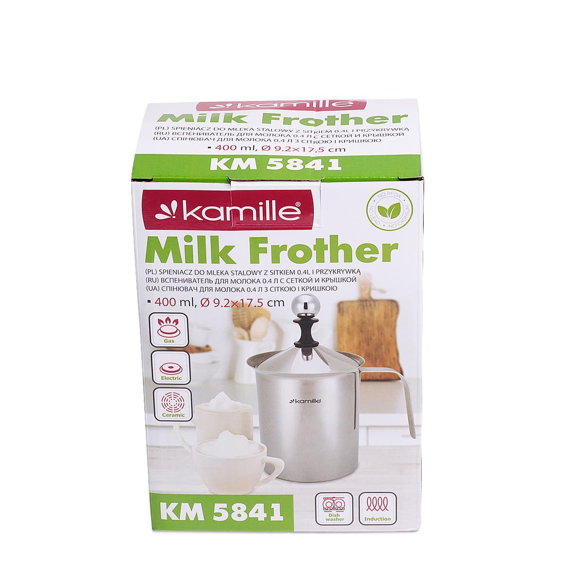 Вспениватель молока механический ручной Kamille KM-5841 (капучинатор)0,4 л