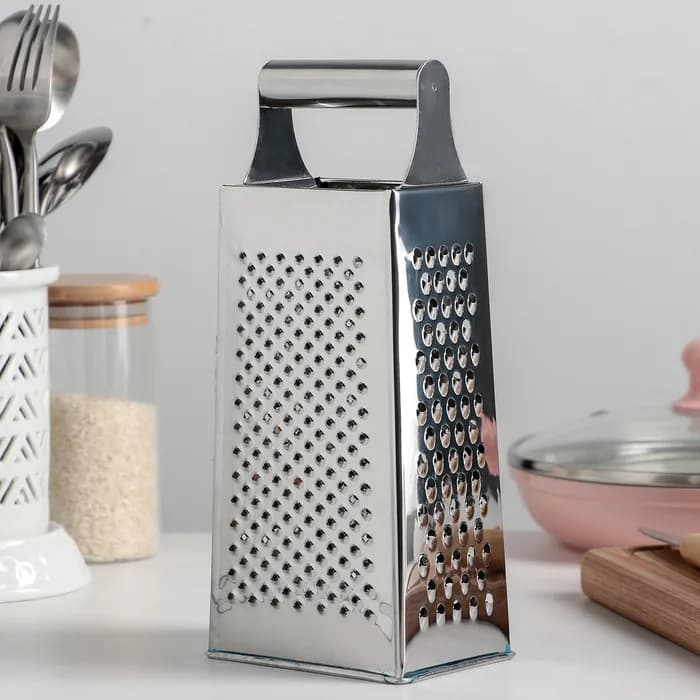 Терка четырехсторонняя «Металлик», нержавеющая сталь, серебристая GRATER (мал)