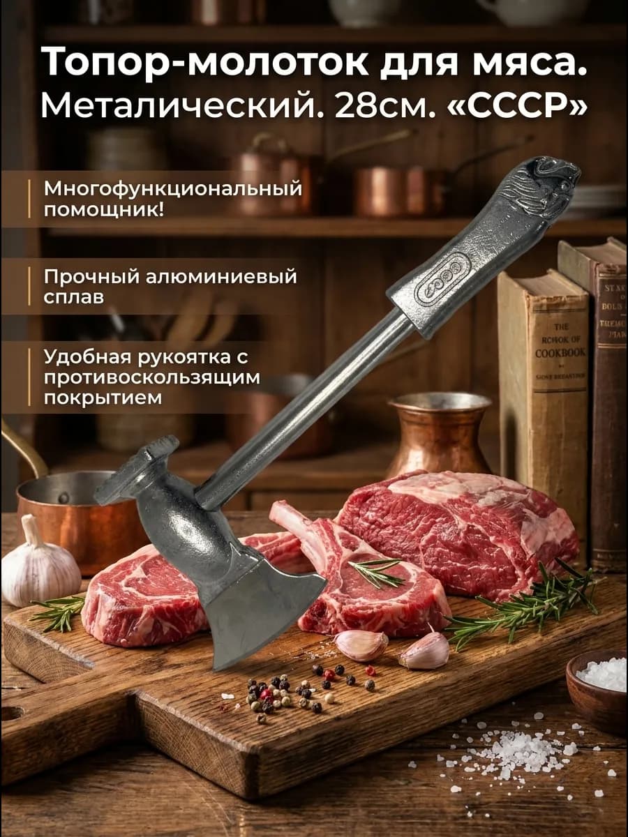 Топор-молоток СССР для мяса, металл, 28см