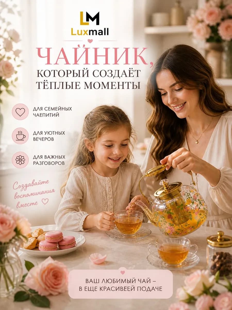 Чайник заварочный стеклянный с колбой фильтром "TEAPOT" 1.5 L
