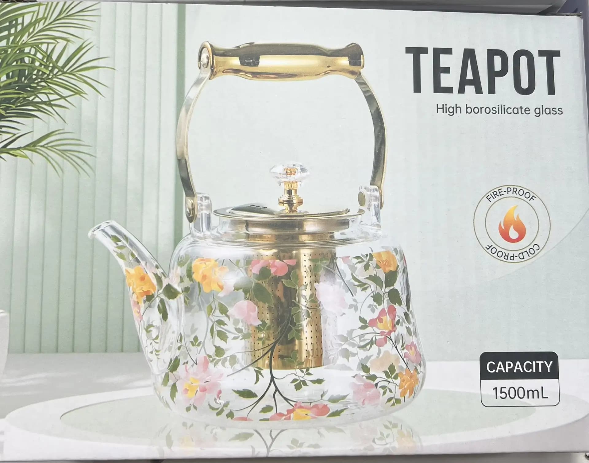 Чайник заварочный стеклянный с колбой фильтром "TEAPOT" 1.5 L