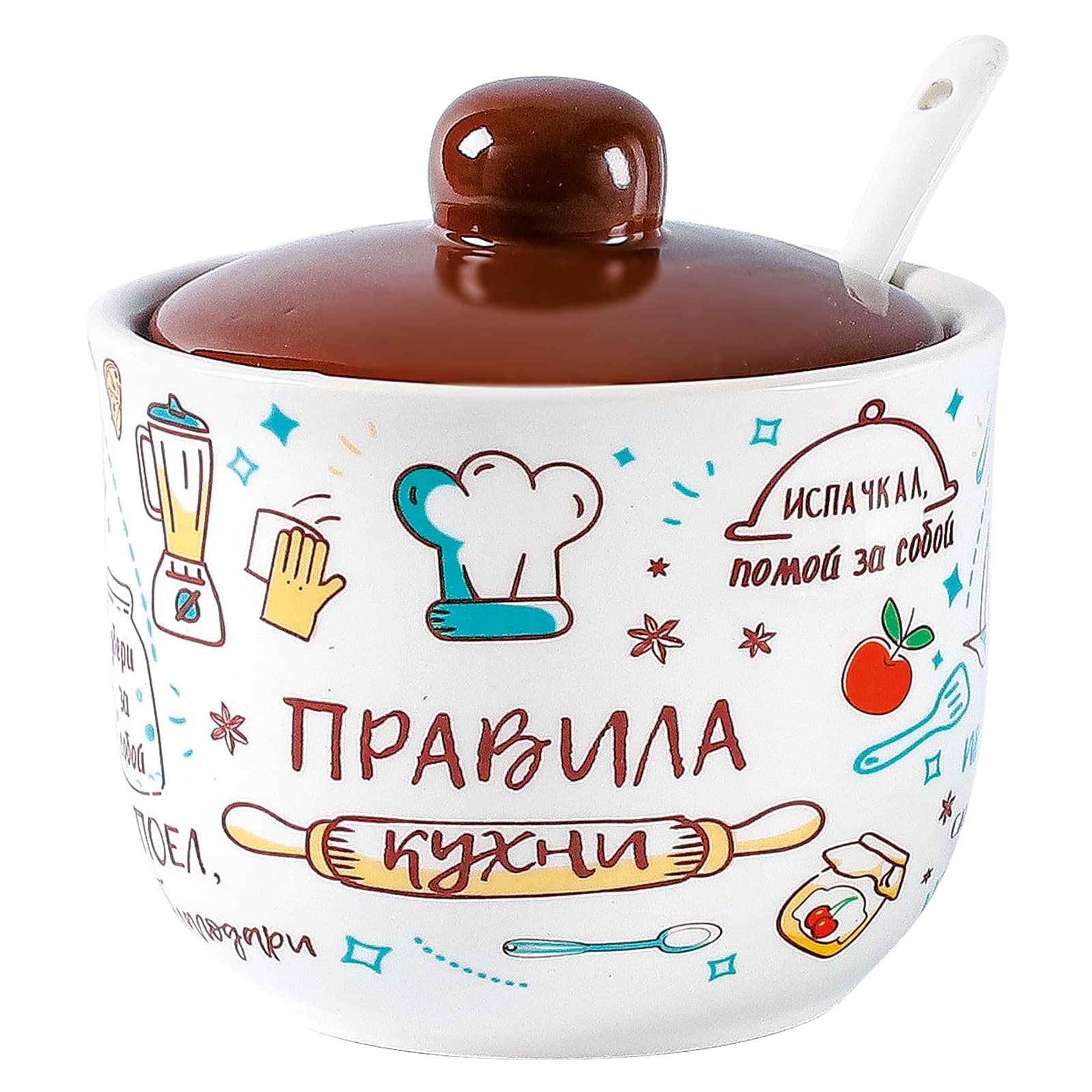 Сахарница керам 300 мл с ложкой Правила кухни ТМ Appetite