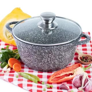 Кастрюля а/пр литая 2л стекл/кр Мрамор ТМ Традиция